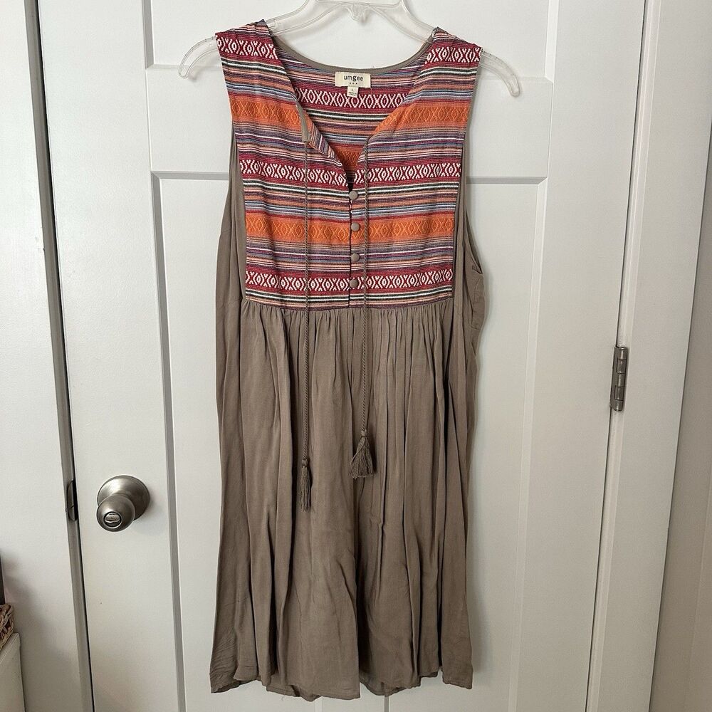Umgee Women’s Sleeveless Multicolor Striped Top Dress Size L